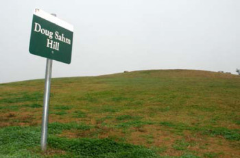 Doug Sahm Hill sign, leading to the highest elevation in Austin Doug Sahm Hill sign, leading to the highest elevation in Austin