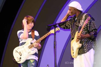 Quinn Sullivan cops a Buddy Guy move at the Playboy Jazz Festival, Hollywood Bowl, June 12, 2011. Photo by Stephen K. Peeples.