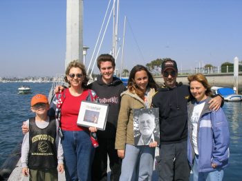 Bill Peeples' family scattered his ashes in Santa Monica Bay on March 6, 2004. From left: Michael Hooper; Nadine, Scot, Veronica, Stephen and Ruth Peeples.