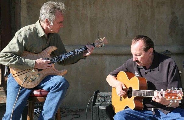 Renaud Veluzat and Nokie Edwards, Melody Ranch, Newhall, California, April 2009. Photo: Stephen K. Peeples.