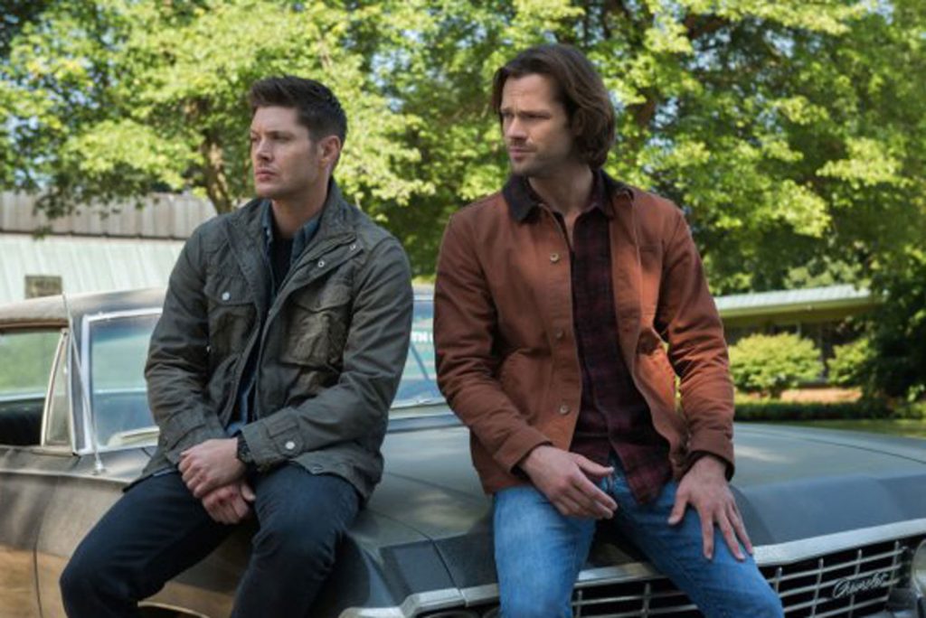 Jensen Ackles (left) as Dean Winchester partners with his brother Sam (co-star Jared Padalecki) to hunt demons in the long-running CW TV series "Supernatural."