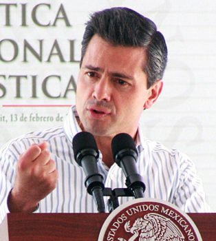 Enrique Peña Nieto, president of Mexico, speaks at a conference in Bahia de Bandera, February 13, 2013. Photo: Aristóteles Sandoval (Wikimedia Commons)