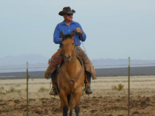 Bodie Means and Gunny ride the range on the Y6 Ranch near Valentine, Texas.