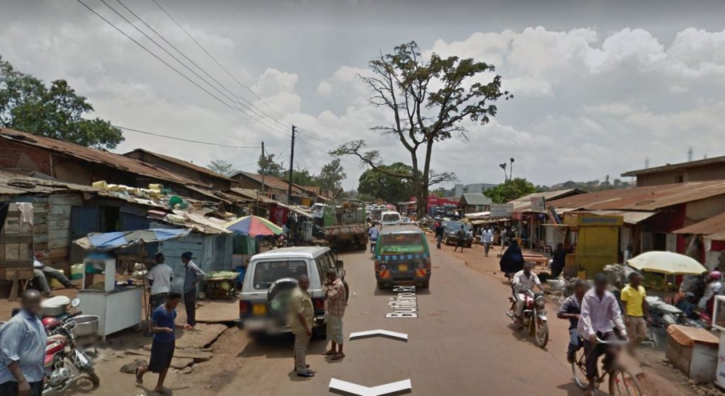 Kampala, Uganda, street scene. Screen cap from Google Earth.