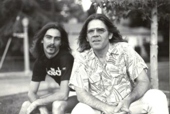 Henry Diltz (right) and Stephen K. Peeples, Studio City, summer 1980. Photo: Ruth Peeples.